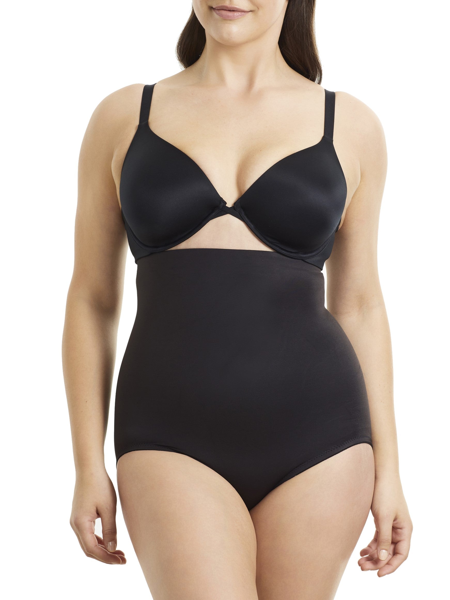 woman wearing a beige bra and shaping brief